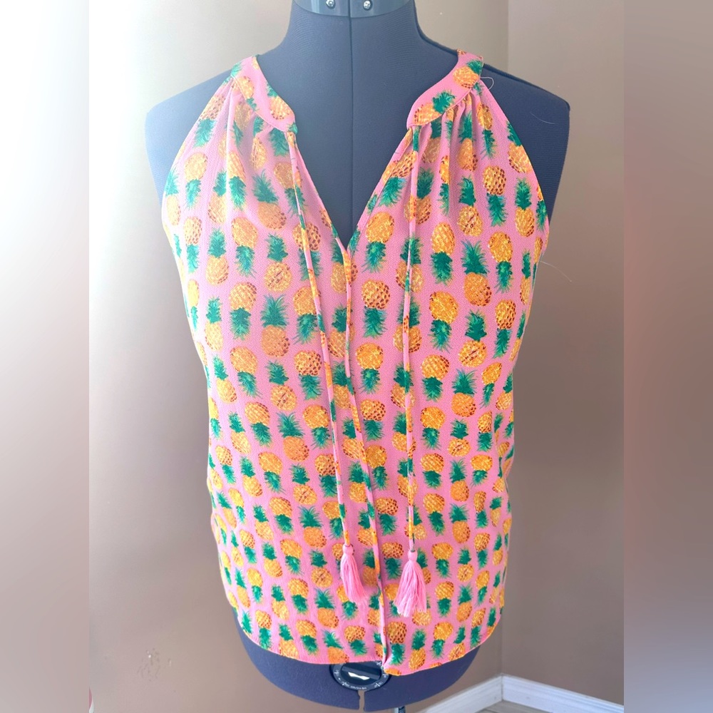 Cooper and Ella pineapple tank blouse with tassels